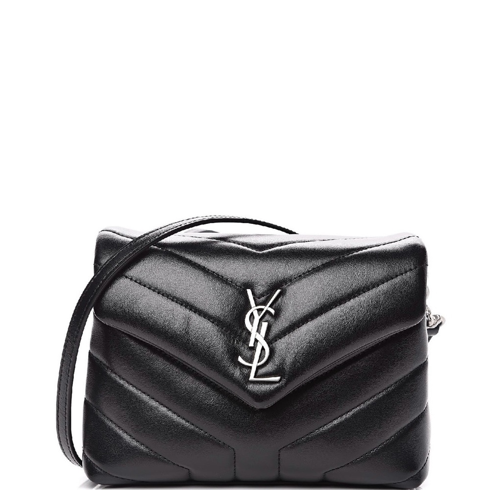 Yves Saint Laurent Black Chevron Crossbody Bag